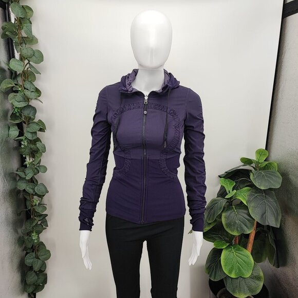 Lululemon Women’s Dance Studio Reversible Purple Hooded Jacket Size 2 - Picture 3 of 13
